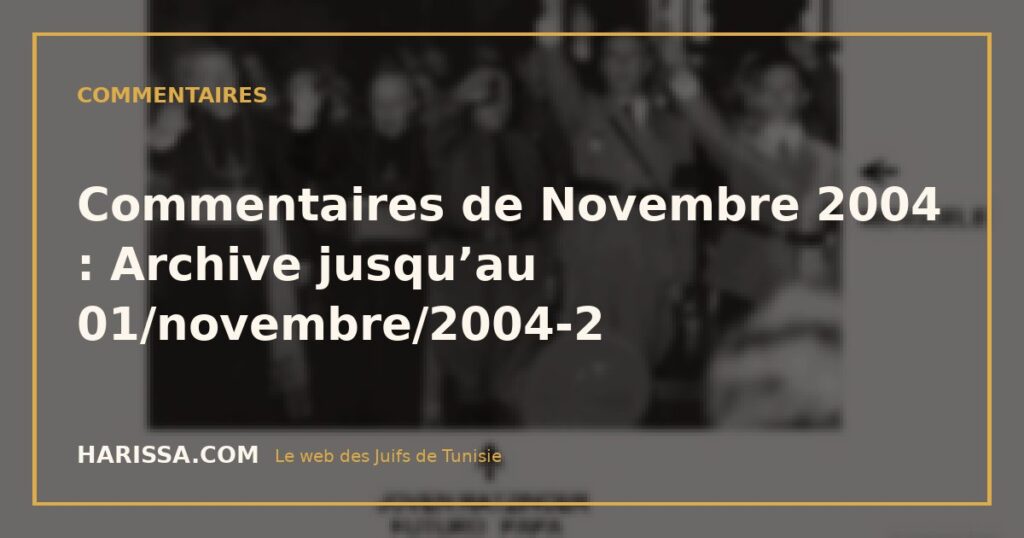 Commentaires de Novembre 2004 : Archive jusqu’au 01/novembre/2004-2