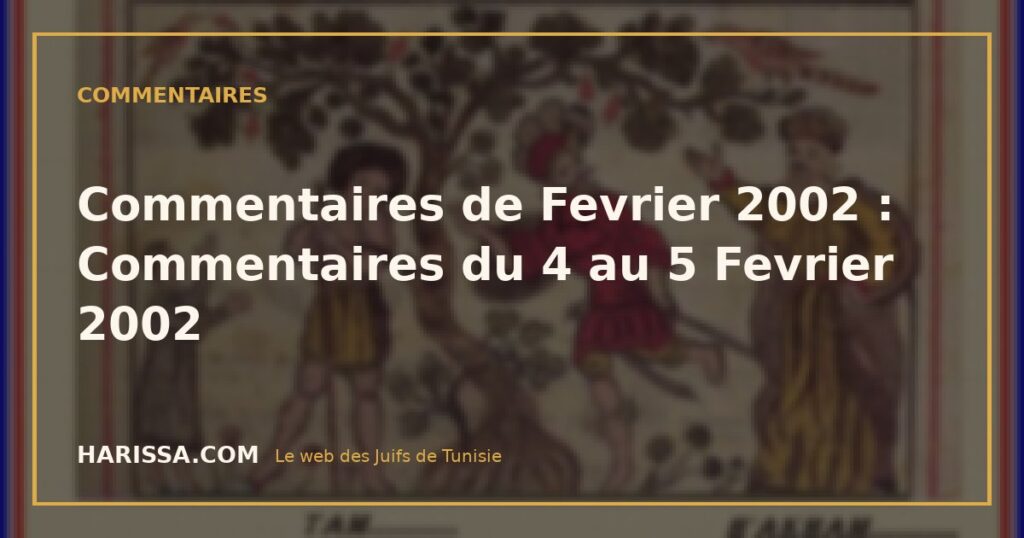 Commentaires de Fevrier 2002 : Commentaires du 4 au 5 Fevrier 2002