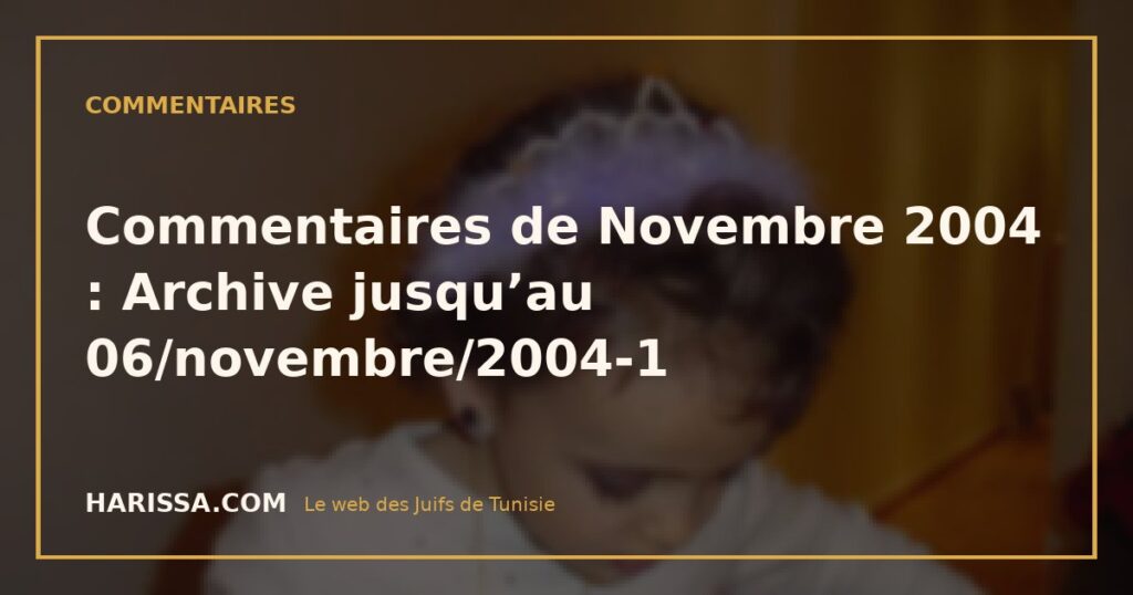 Commentaires de Novembre 2004 : Archive jusqu’au 06/novembre/2004-1