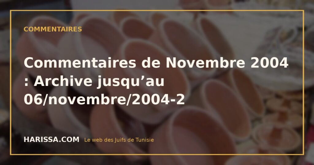 Commentaires de Novembre 2004 : Archive jusqu’au 06/novembre/2004-2