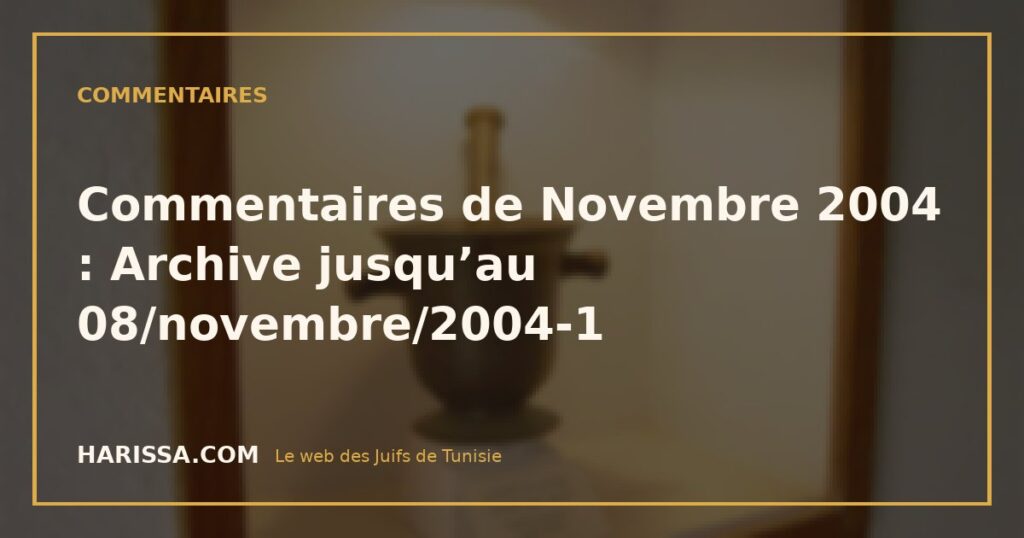 Commentaires de Novembre 2004 : Archive jusqu’au 08/novembre/2004-1