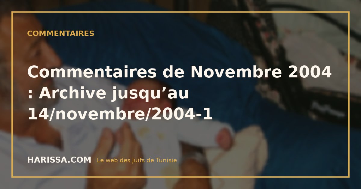 Commentaires de Novembre 2004 : Archive jusqu’au 14/novembre/2004-1