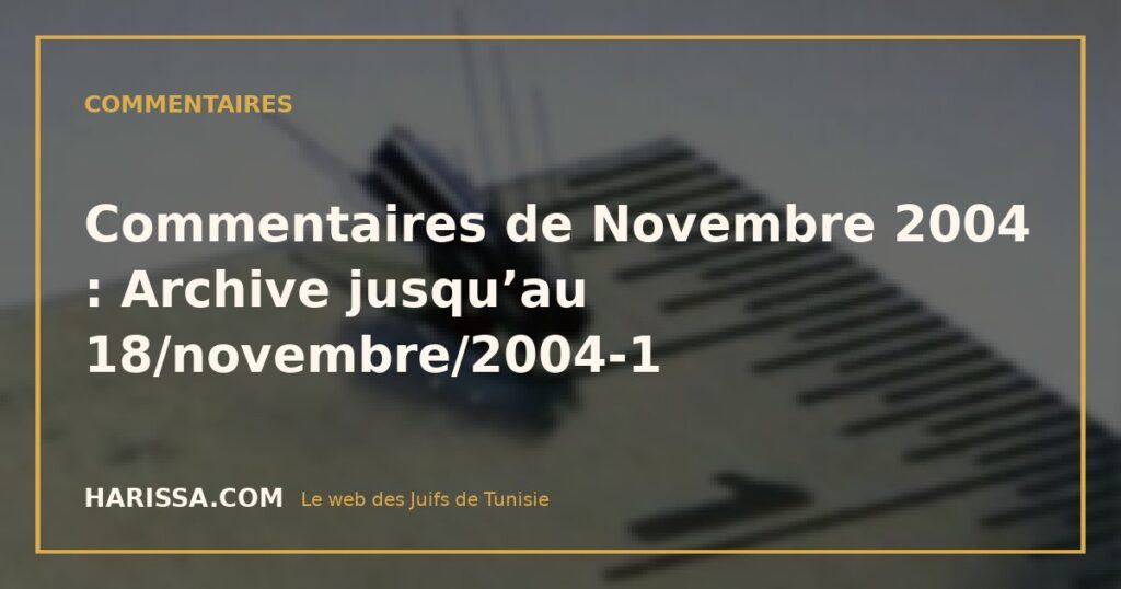 Commentaires de Novembre 2004 : Archive jusqu’au 18/novembre/2004-1