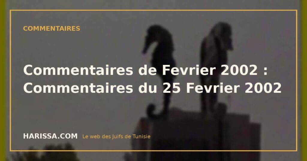 Commentaires de Fevrier 2002 : Commentaires du 25 Fevrier 2002