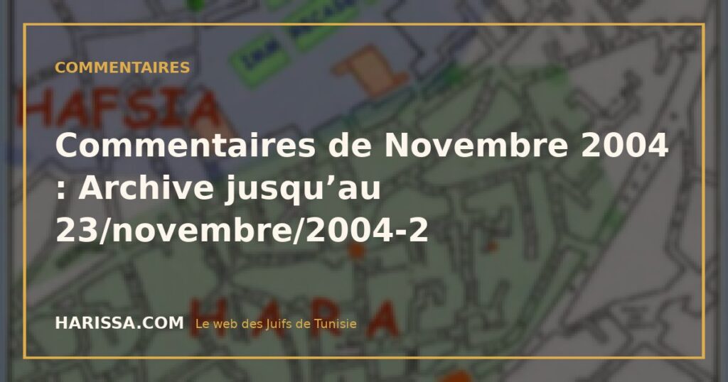 Commentaires de Novembre 2004 : Archive jusqu’au 23/novembre/2004-2