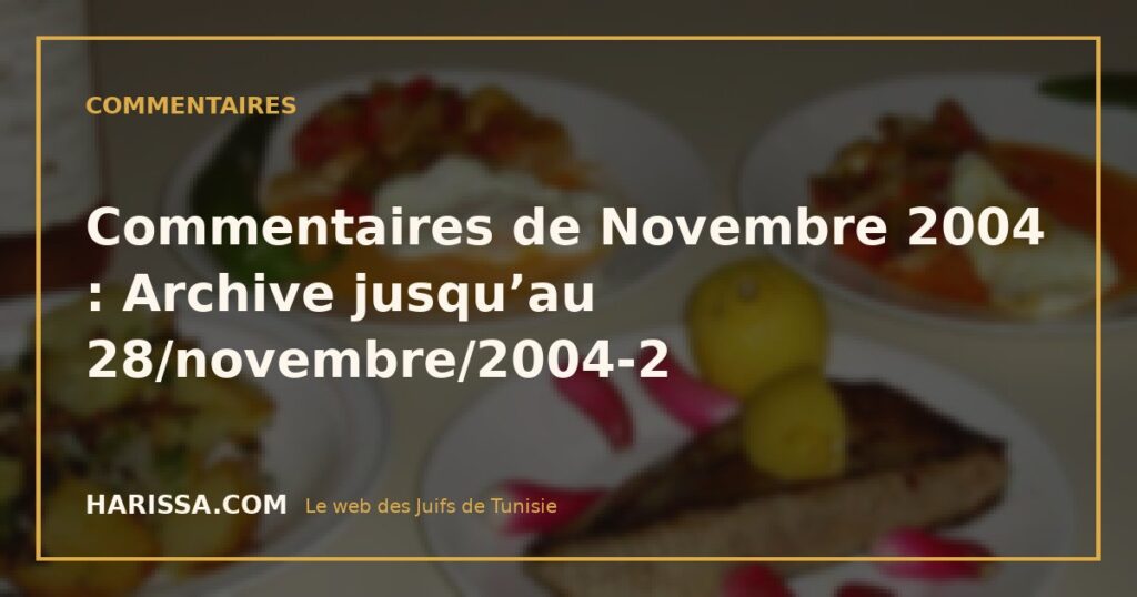 Commentaires de Novembre 2004 : Archive jusqu’au 28/novembre/2004-2