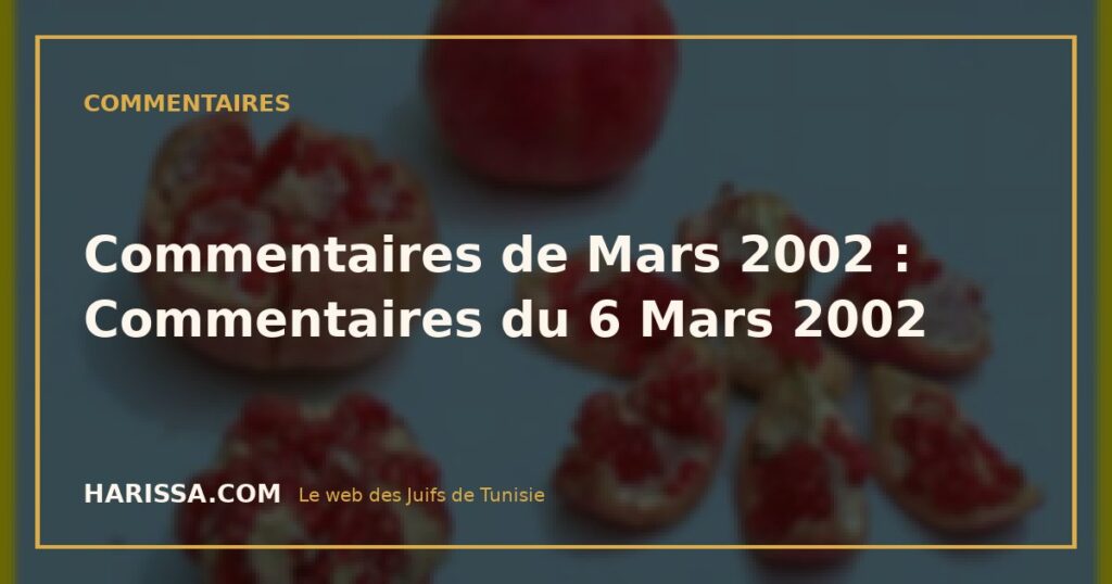 Commentaires de Mars 2002 : Commentaires du 6 Mars 2002