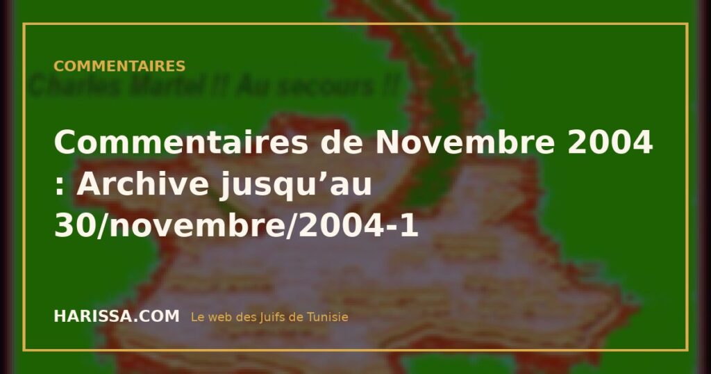 Commentaires de Novembre 2004 : Archive jusqu’au 30/novembre/2004-1