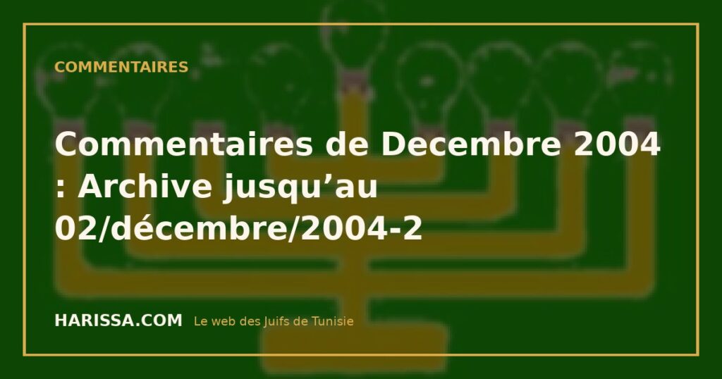 Commentaires de Decembre 2004 : Archive jusqu’au 02/décembre/2004-2