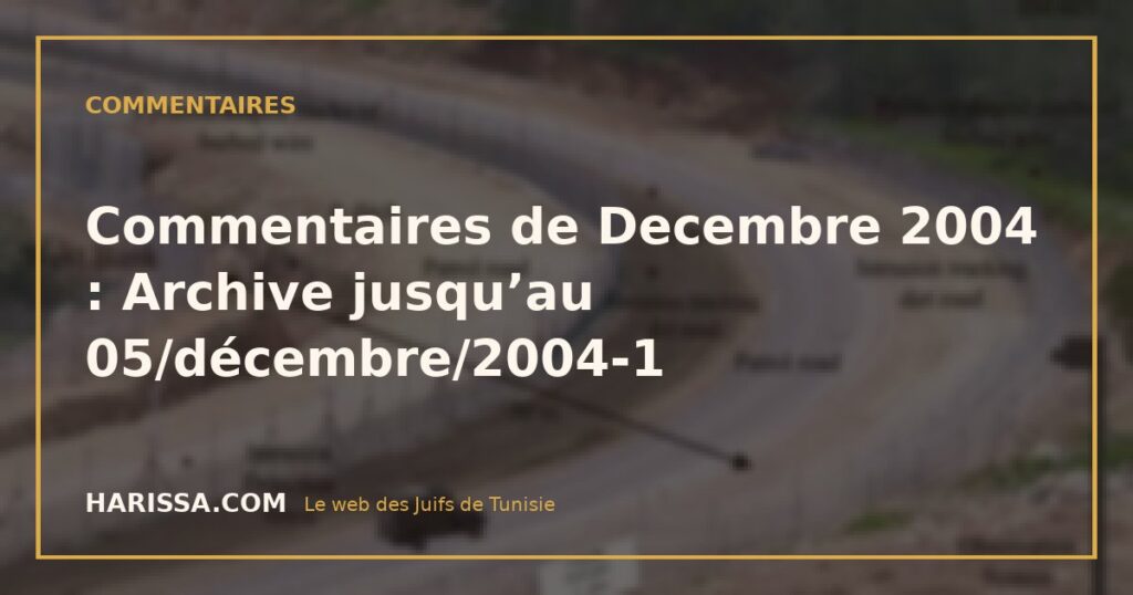Commentaires de Decembre 2004 : Archive jusqu’au 05/décembre/2004-1