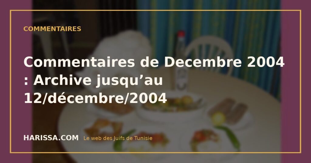 Commentaires de Decembre 2004 : Archive jusqu’au 12/décembre/2004