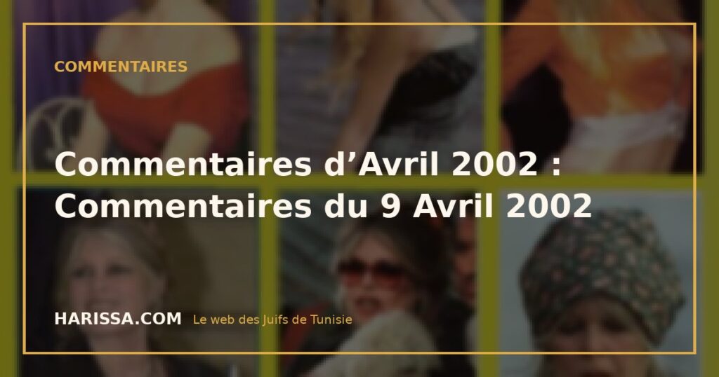 Commentaires d’Avril 2002 : Commentaires du 9 Avril 2002