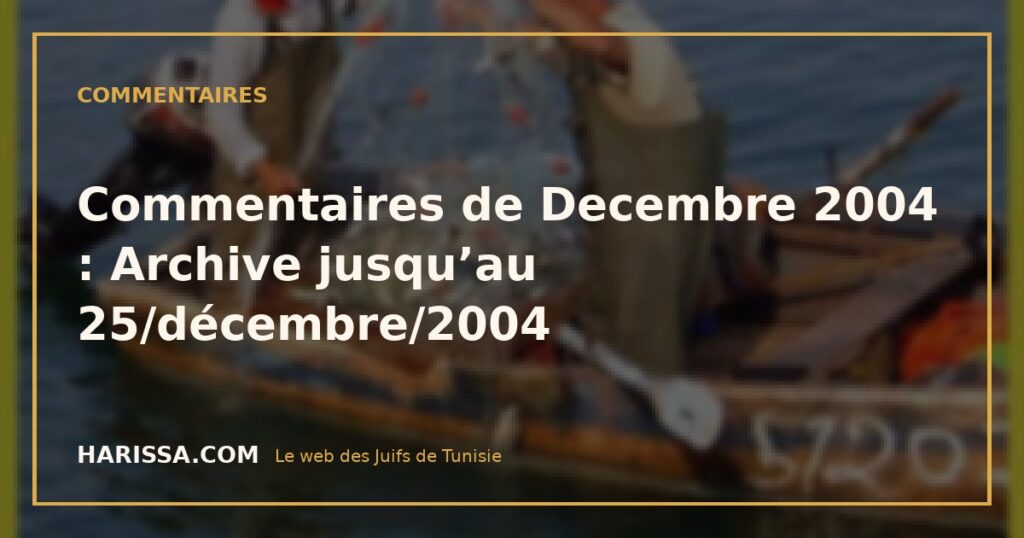 Commentaires de Decembre 2004 : Archive jusqu’au 25/décembre/2004