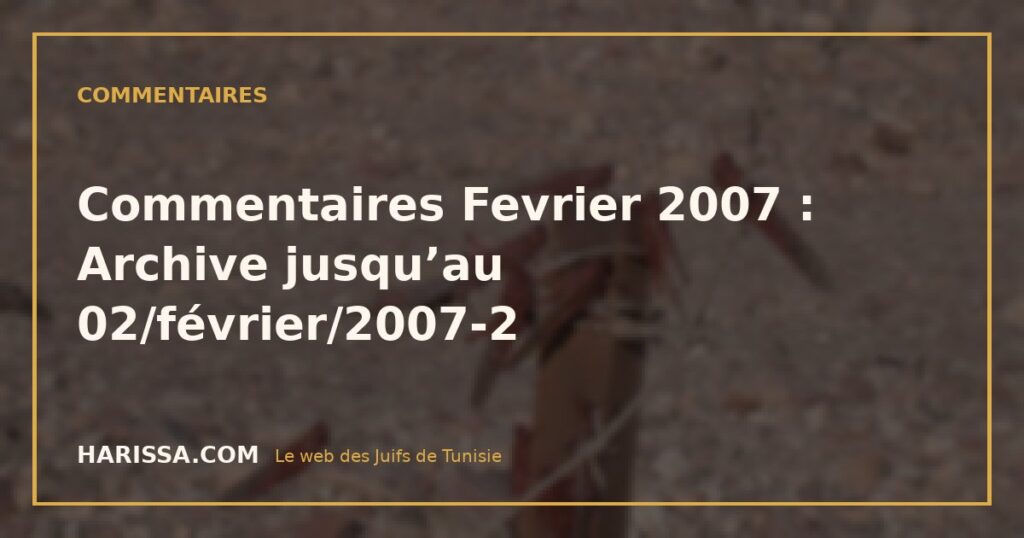 Commentaires Fevrier 2007 : Archive jusqu’au 02/février/2007-2