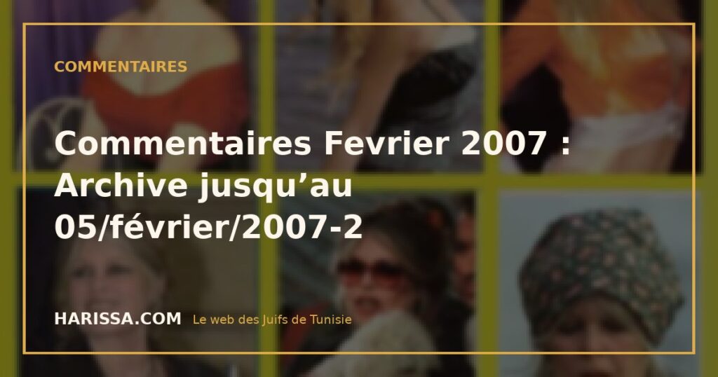 Commentaires Fevrier 2007 : Archive jusqu’au 05/février/2007-2
