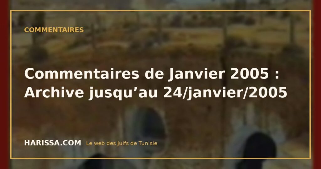 Commentaires de Janvier 2005 : Archive jusqu’au 24/janvier/2005