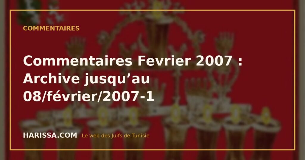 Commentaires Fevrier 2007 : Archive jusqu’au 08/février/2007-1