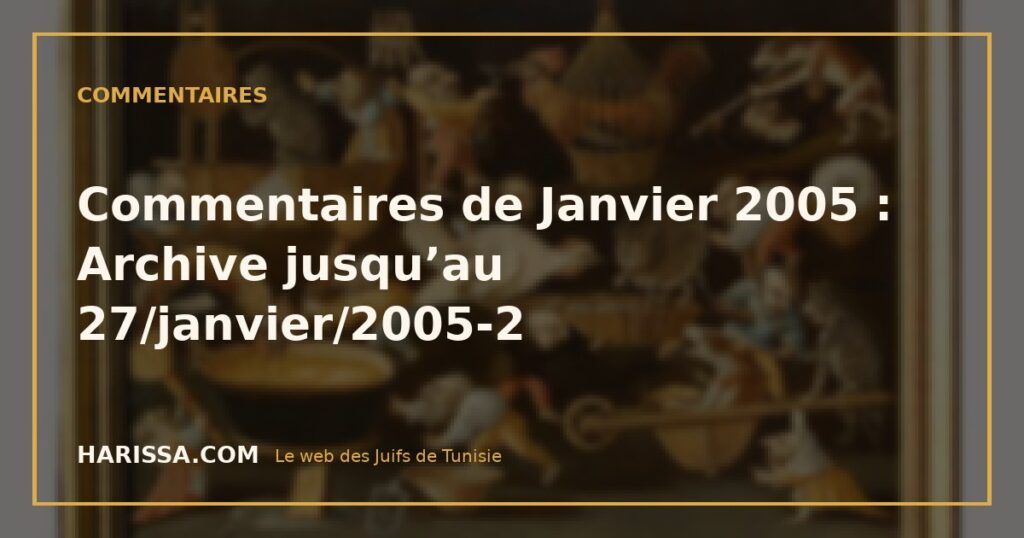 Commentaires de Janvier 2005 : Archive jusqu’au 27/janvier/2005-2