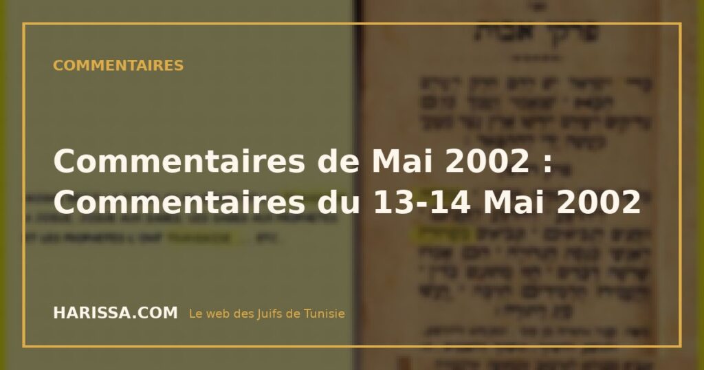 Commentaires de Mai 2002 : Commentaires du 13-14 Mai 2002