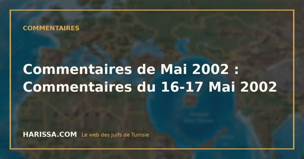 Commentaires de Mai 2002 : Commentaires du 16-17 Mai 2002