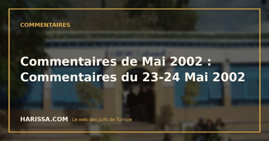 Commentaires de Mai 2002 : Commentaires du 23-24 Mai 2002