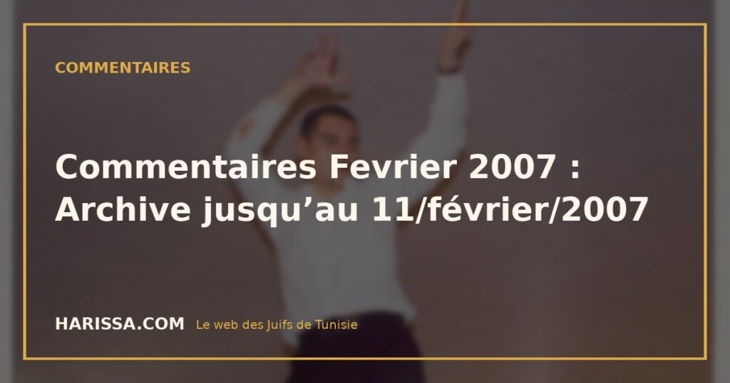 Commentaires Fevrier 2007 : Archive jusqu’au 11/février/2007