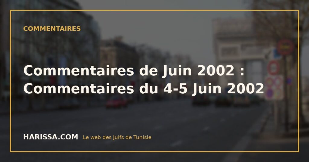 Commentaires de Juin 2002 : Commentaires du 4-5 Juin 2002