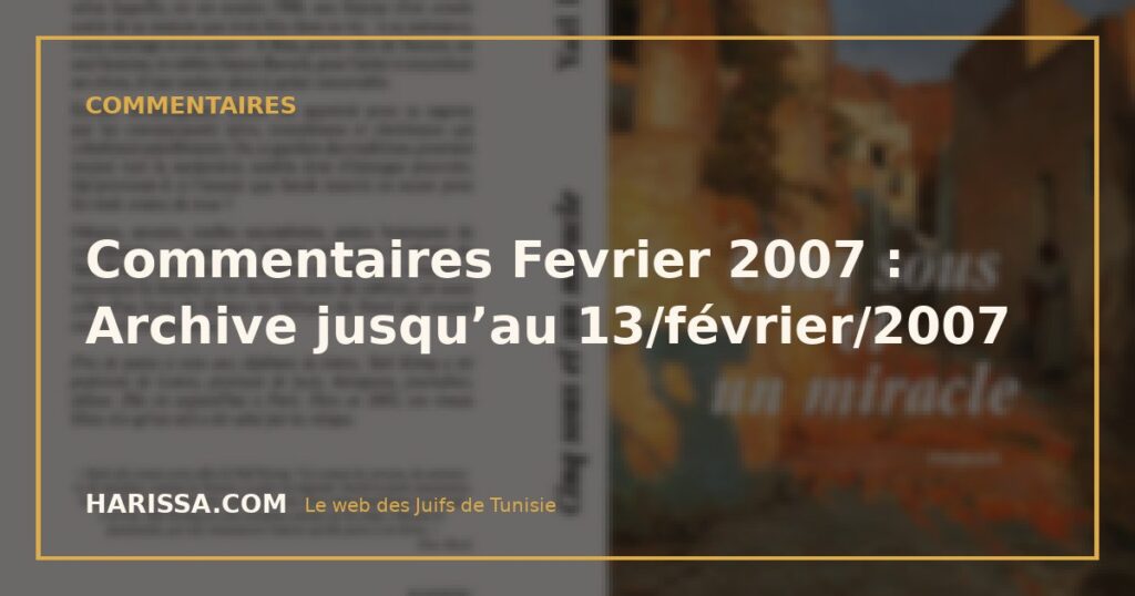 Commentaires Fevrier 2007 : Archive jusqu’au 13/février/2007