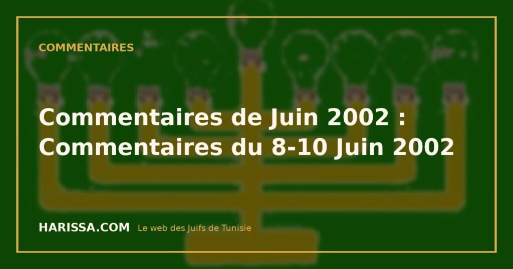 Commentaires de Juin 2002 : Commentaires du 8-10 Juin 2002