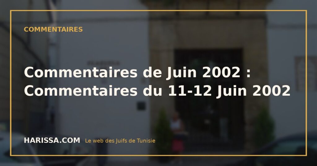 Commentaires de Juin 2002 : Commentaires du 11-12 Juin 2002