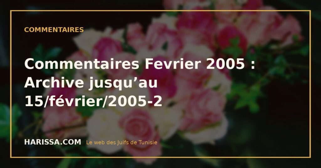 Commentaires Fevrier 2005 : Archive jusqu’au 15/février/2005-2