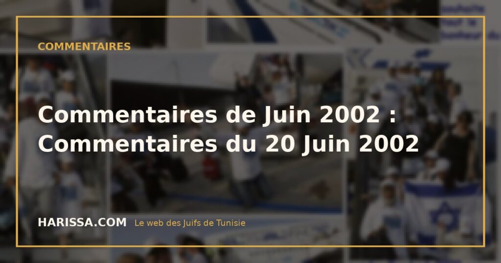 Commentaires de Juin 2002 : Commentaires du 20 Juin 2002