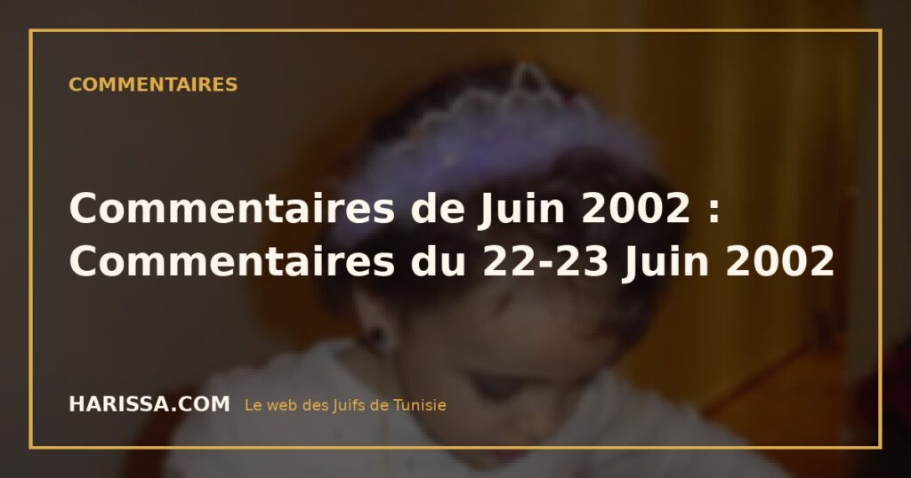 Commentaires de Juin 2002 : Commentaires du 22-23 Juin 2002