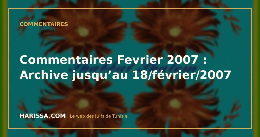 Commentaires Fevrier 2007 : Archive jusqu’au 18/février/2007