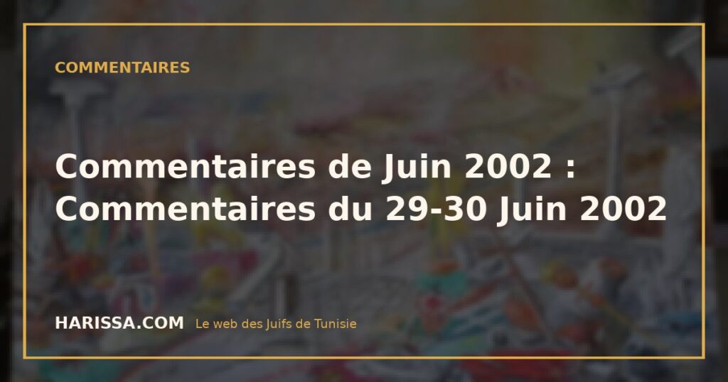 Commentaires de Juin 2002 : Commentaires du 29-30 Juin 2002