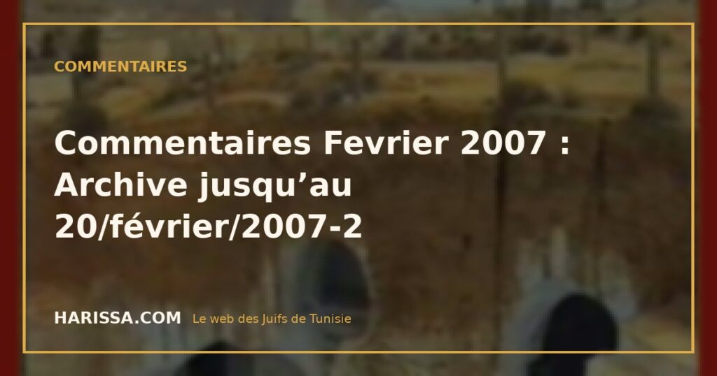 Commentaires Fevrier 2007 : Archive jusqu’au 20/février/2007-2