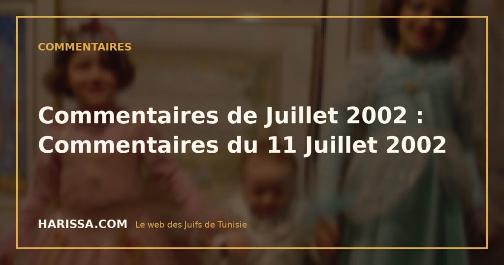 Commentaires de Juillet 2002 : Commentaires du 11 Juillet 2002
