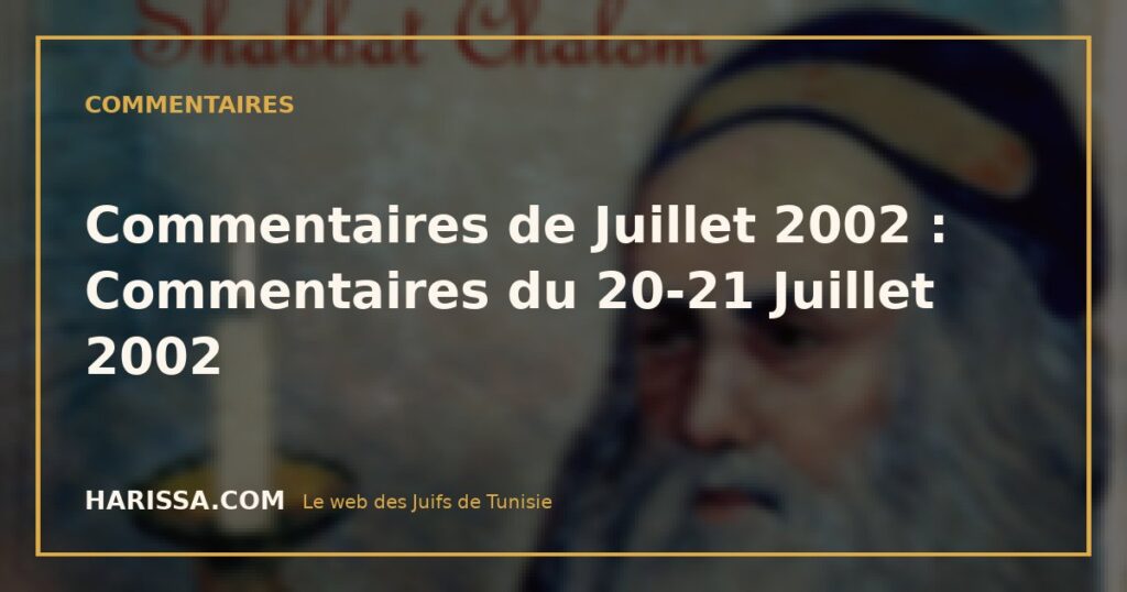 Commentaires de Juillet 2002 : Commentaires du 20-21 Juillet 2002