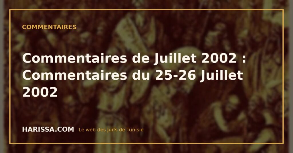 Commentaires de Juillet 2002 : Commentaires du 25-26 Juillet 2002