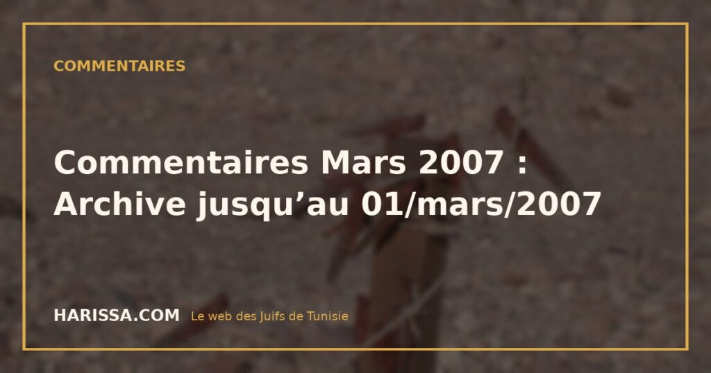 Commentaires Mars 2007 : Archive jusqu’au 01/mars/2007