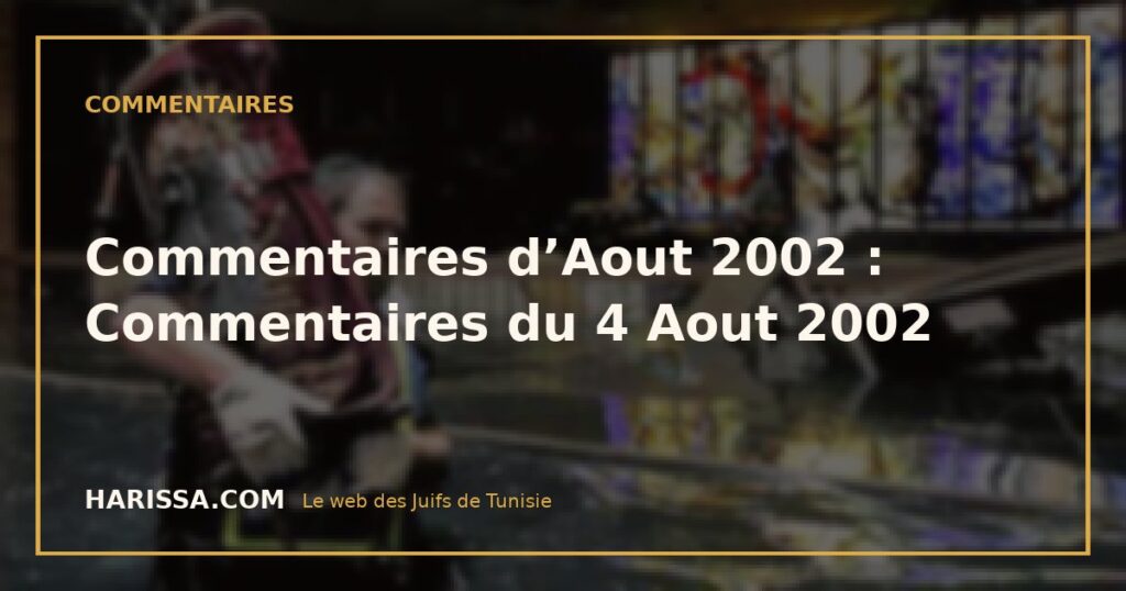 Commentaires d’Aout 2002 : Commentaires du 4 Aout 2002