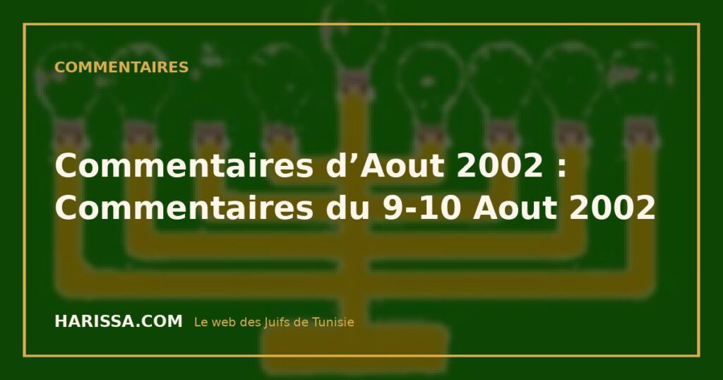 Commentaires d’Aout 2002 : Commentaires du 9-10 Aout 2002