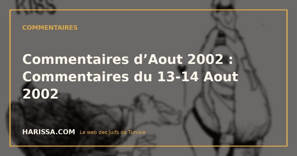 Commentaires d’Aout 2002 : Commentaires du 13-14 Aout 2002