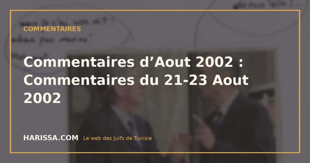 Commentaires d’Aout 2002 : Commentaires du 21-23 Aout 2002