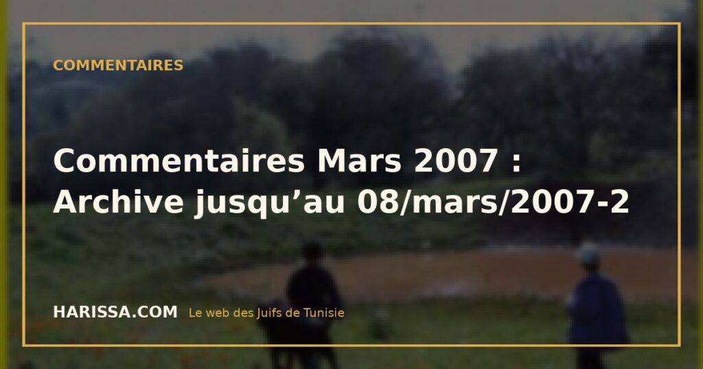 Commentaires Mars 2007 : Archive jusqu’au 08/mars/2007-2