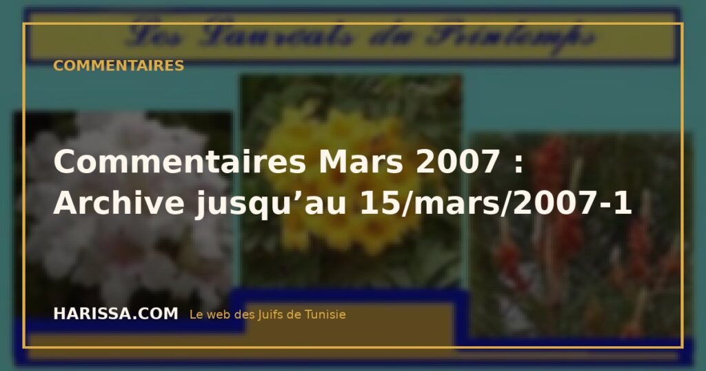 Commentaires Mars 2007 : Archive jusqu’au 15/mars/2007-1