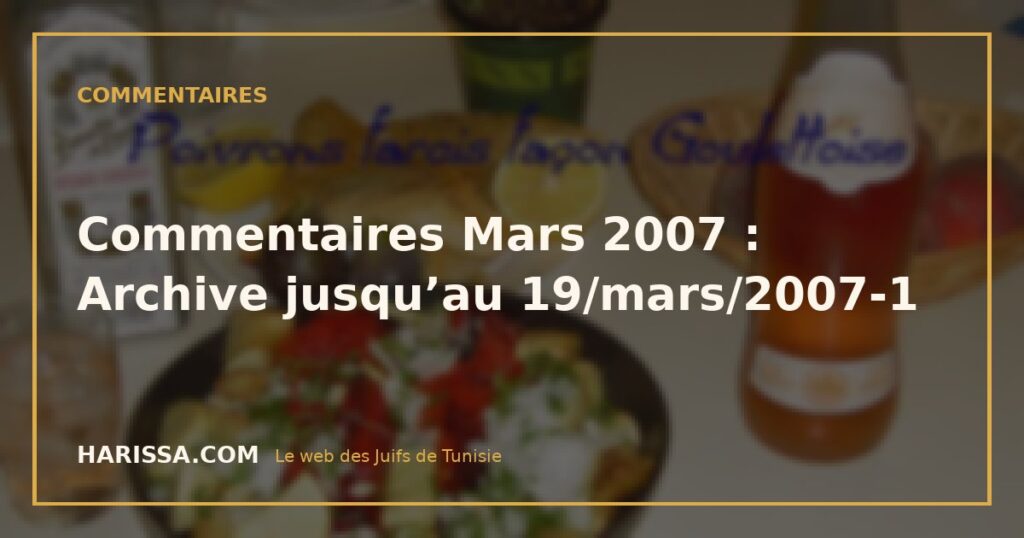 Commentaires Mars 2007 : Archive jusqu’au 19/mars/2007-1