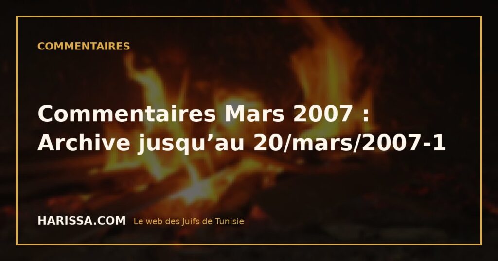 Commentaires Mars 2007 : Archive jusqu’au 20/mars/2007-1