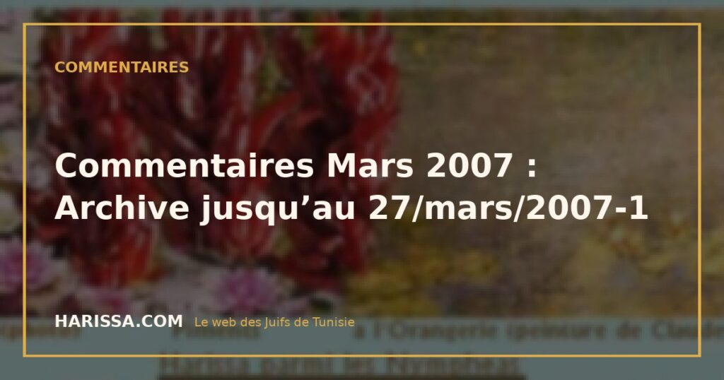 Commentaires Mars 2007 : Archive jusqu’au 27/mars/2007-1