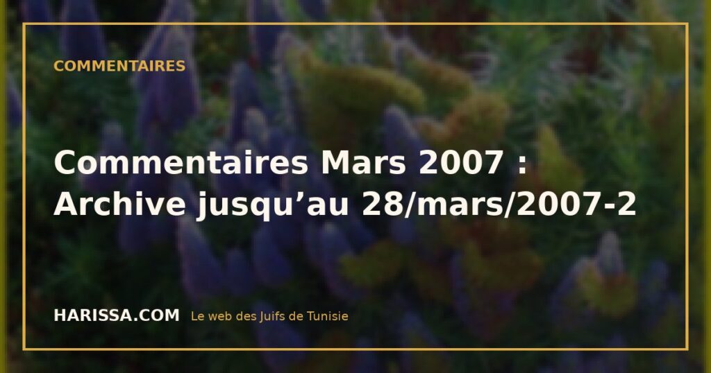 Commentaires Mars 2007 : Archive jusqu’au 28/mars/2007-2